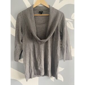 Talbots Woman Gray 100% Pure Italian Merino Wool Cowl neck sweater Plus Size L